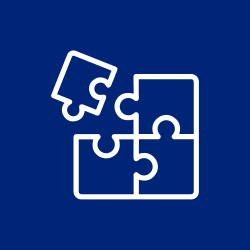 strategy icon, puzzle pieces being put together